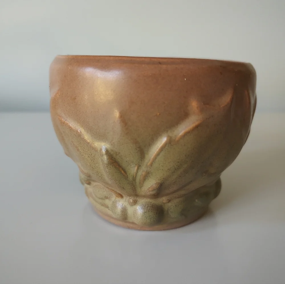 McCoy Pottery Vintage Leaves And Berries Matte Vase Brown Green